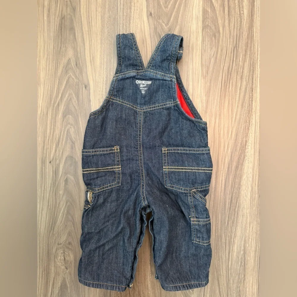 OshKosh B'gosh Baby Classic Blue Denim Overalls Fleece lined size 6M